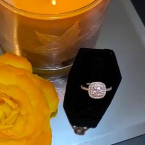 Double Halo Diamond Engagement Accent Ring NEW!